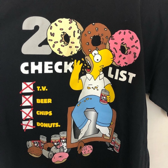 Vintage ‘The Simpson’ Homer New Years Checklist Graphic T-Shirt - Picture 2 of 7